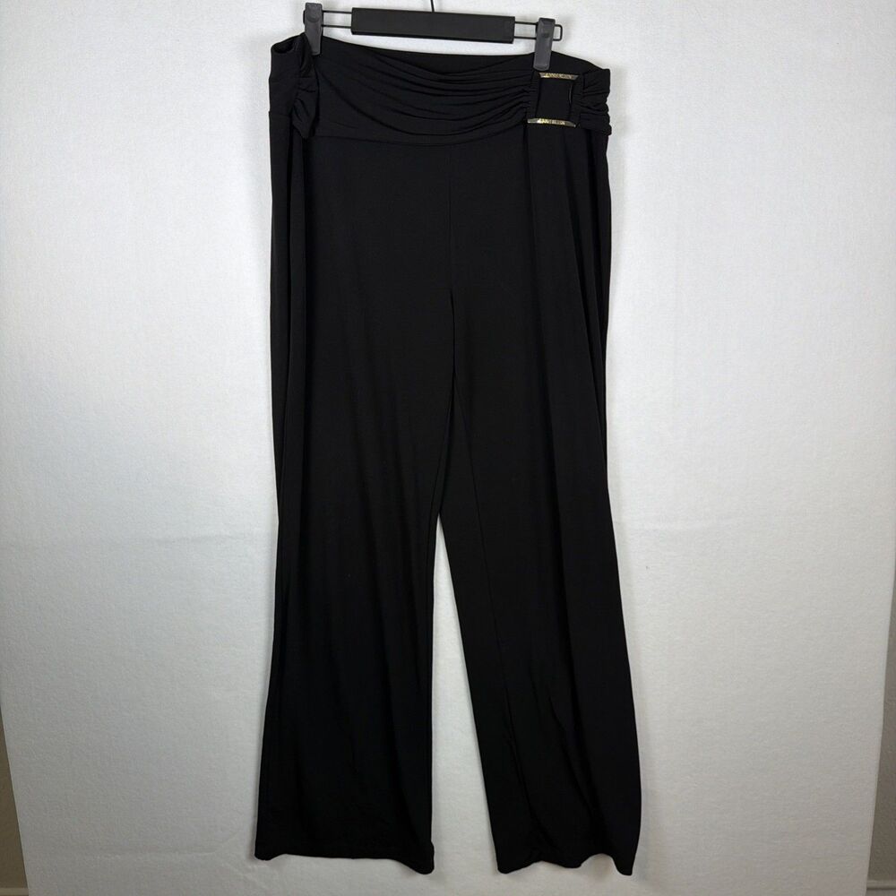 Anne Klein Pants Women’s Black Pull On Wide Leg Stretch Dress Pants L
